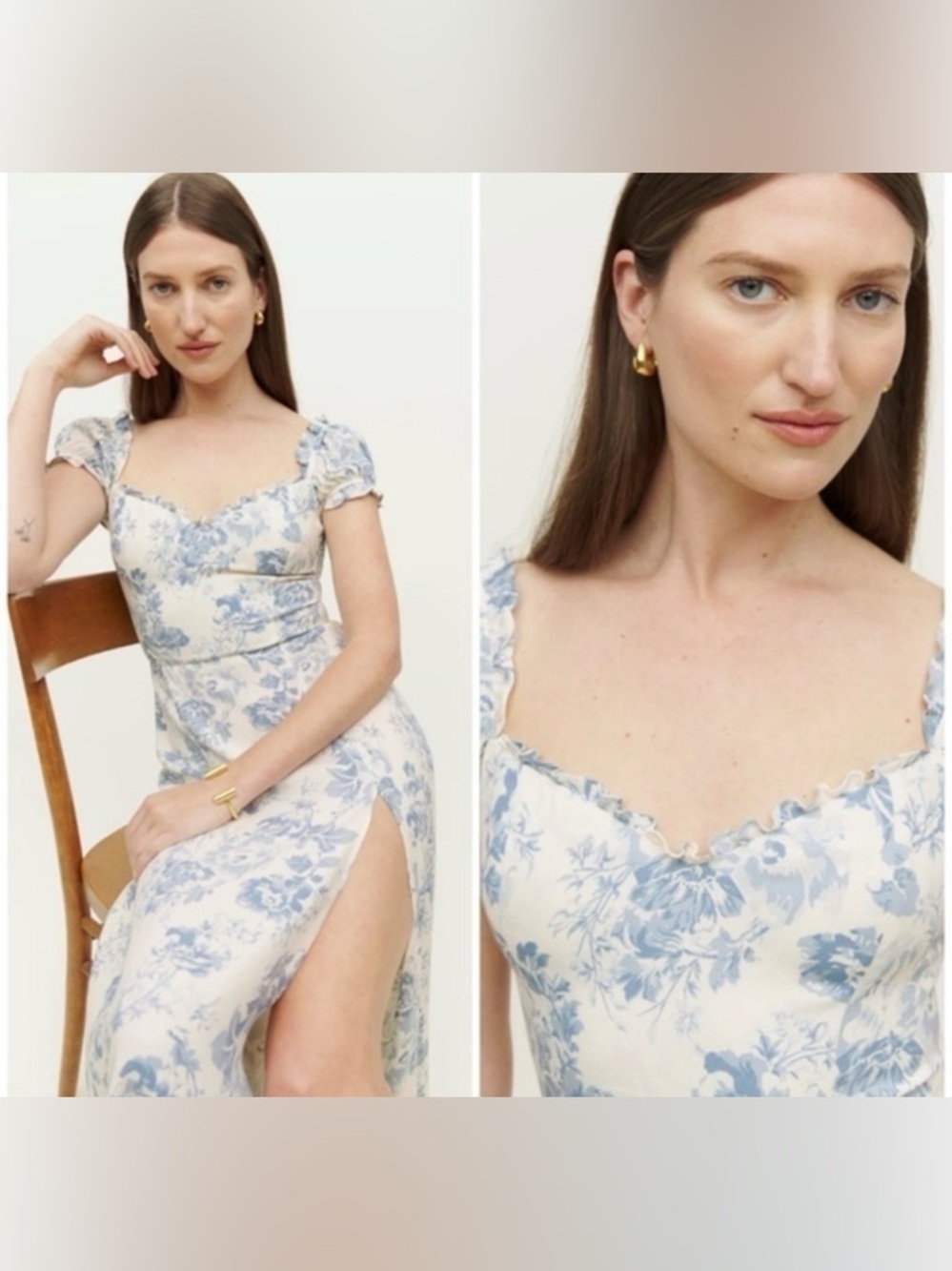 Reformation Connell Dress in Ivory - Size 2 - Picture 3 of 11